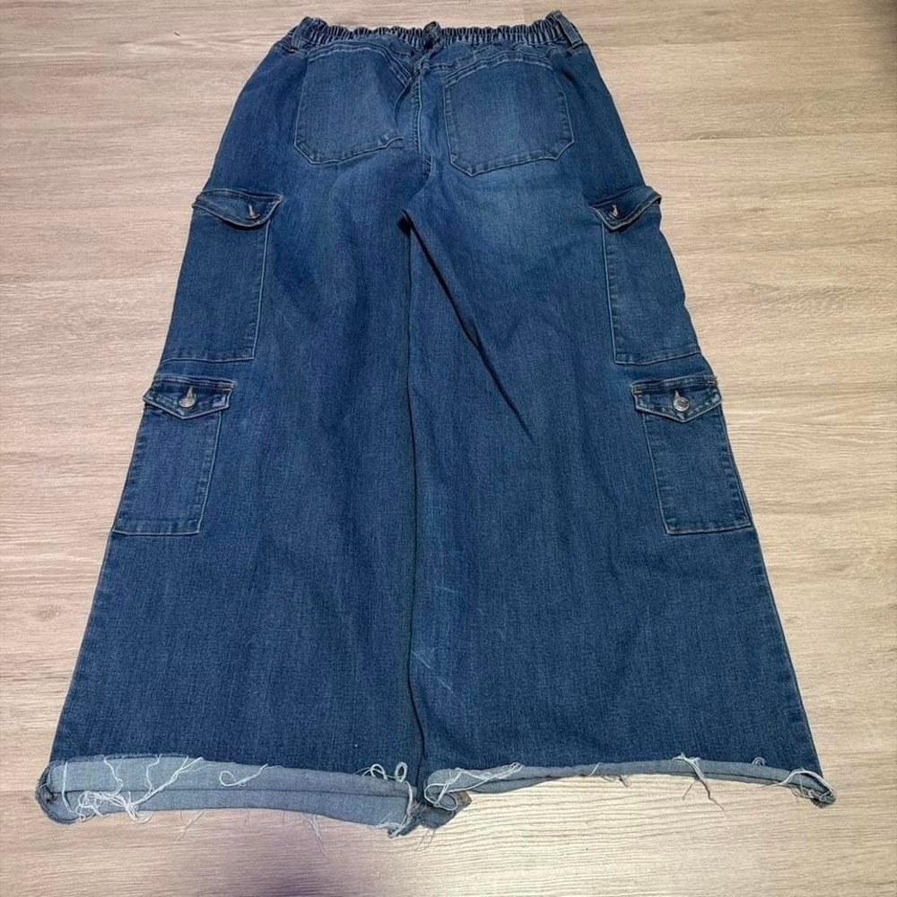 28W Blue Baggy Wide Leg Cargo Denim Jeans Y2K Vintage 2000s Style - Picture 5 of 6